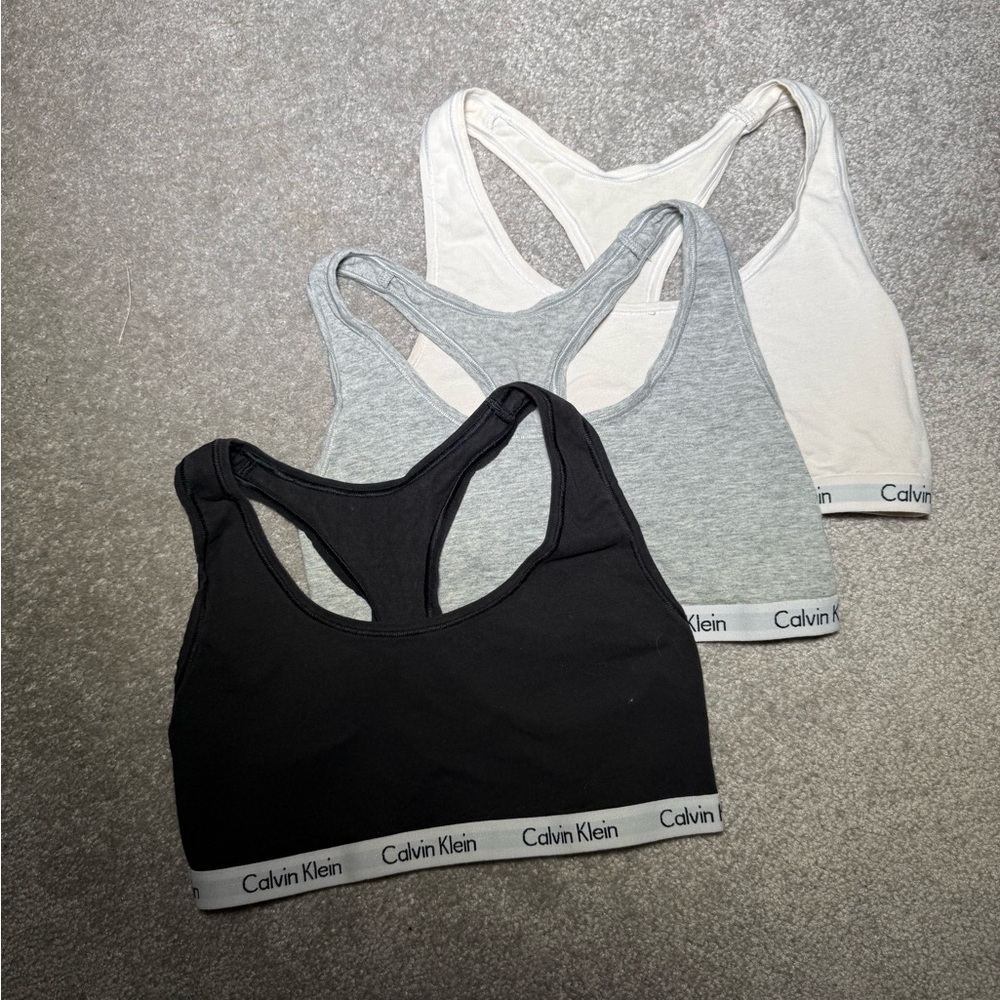 Calvin Klein Women's Sports Bra Trio - Black, Gray, Cream